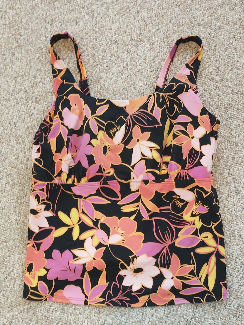 Lands' End Underwire  Square Neck Floral Tankini Size 16 W DDD